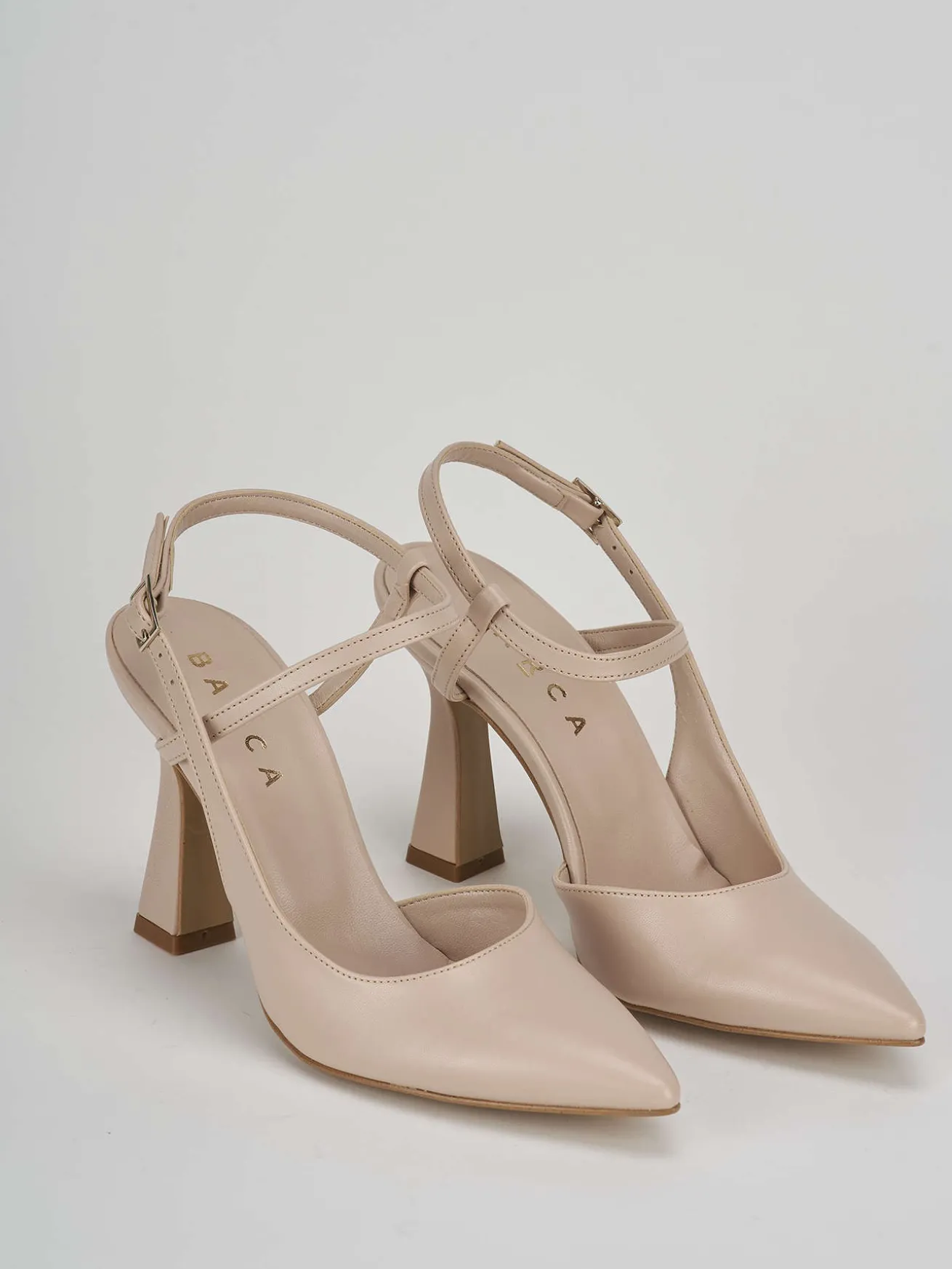 Slingback decolte' tacco 9 cm beige pelle