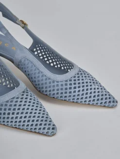 Slingback tacco 6cm camoscio azzurro