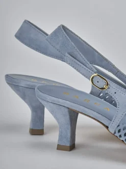 Slingback tacco 6cm camoscio azzurro