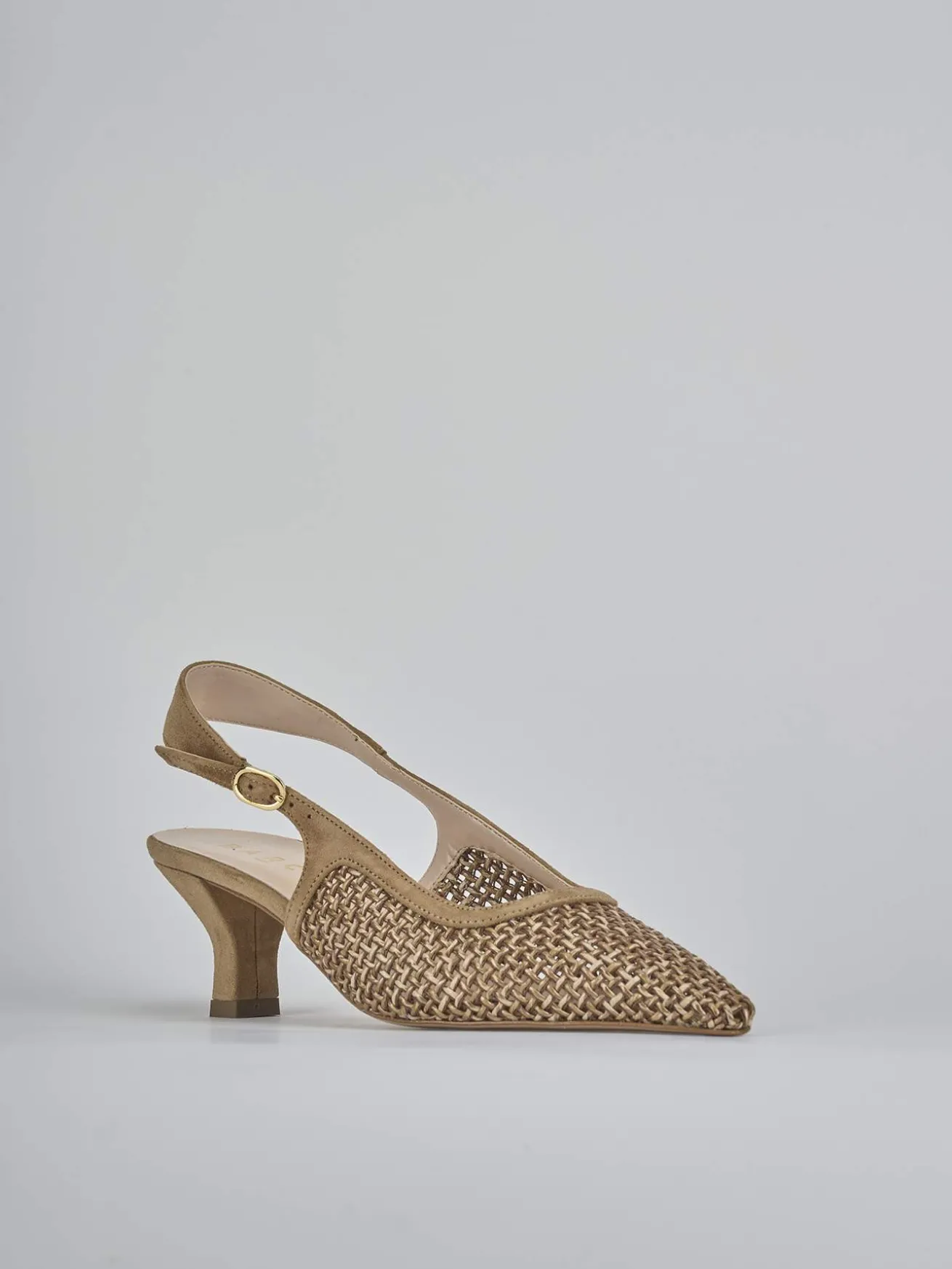Slingback tacco 6cm camoscio beige