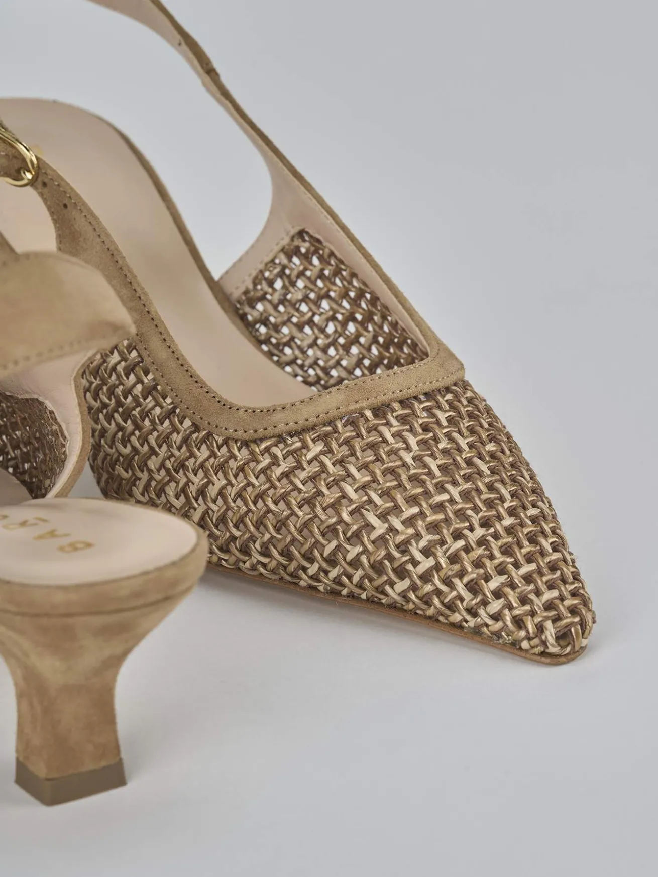 Slingback tacco 6cm camoscio beige