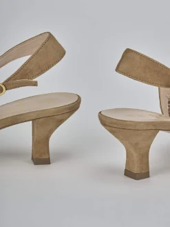 Slingback tacco 6cm camoscio beige