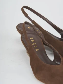 Slingback tacco 5cm camoscio marrone