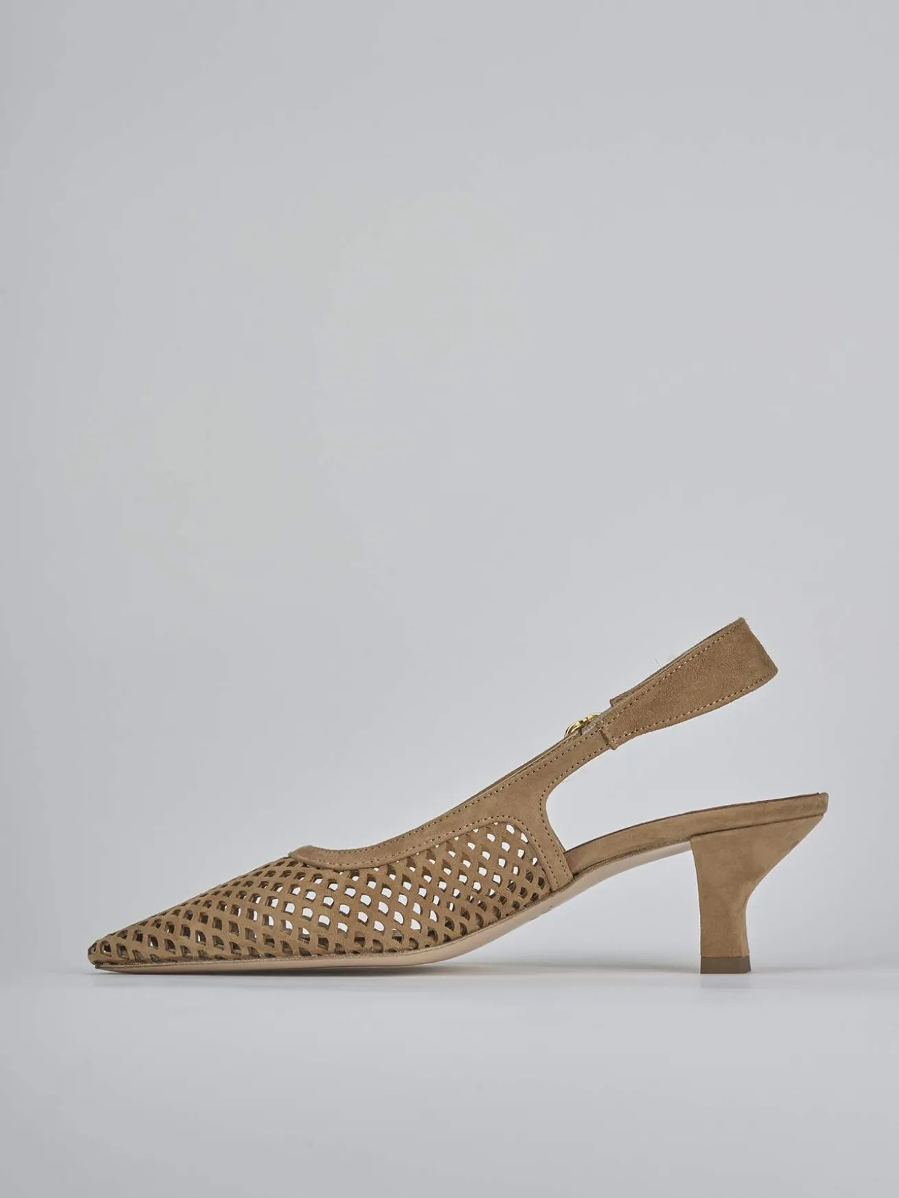 Slingback tacco 6cm camoscio marrone