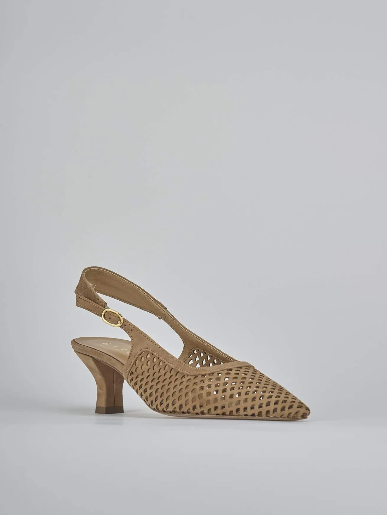 Slingback tacco 6cm camoscio marrone