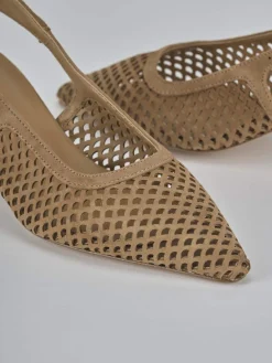 Slingback tacco 6cm camoscio marrone