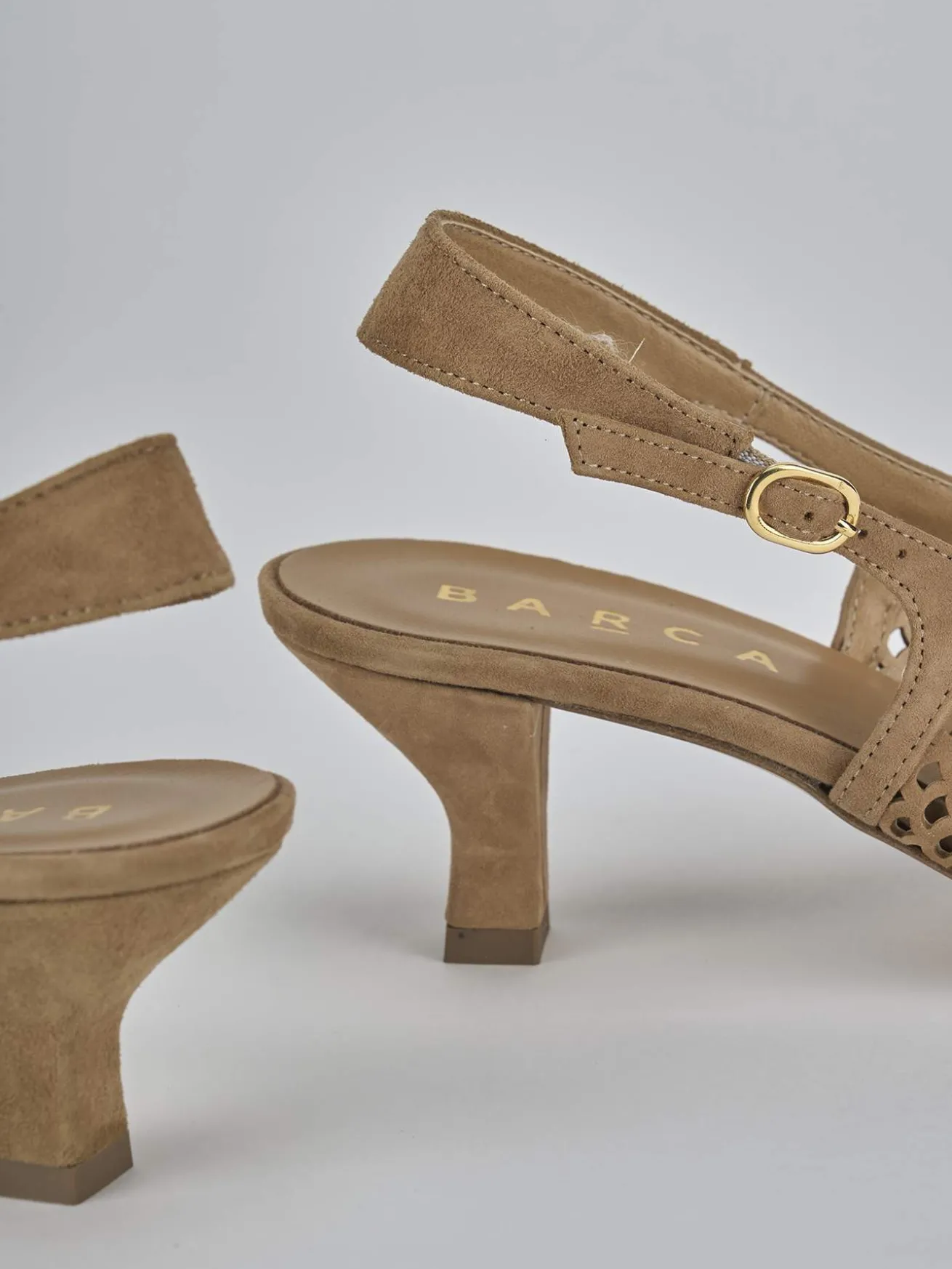 Slingback tacco 6cm camoscio marrone