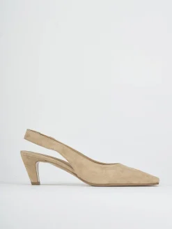 Slingback tacco 5cm camoscio marrone