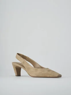 Slingback tacco 5cm camoscio marrone