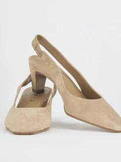 Slingback tacco 5cm camoscio marrone