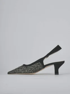 Slingback tacco 6cm camoscio nero