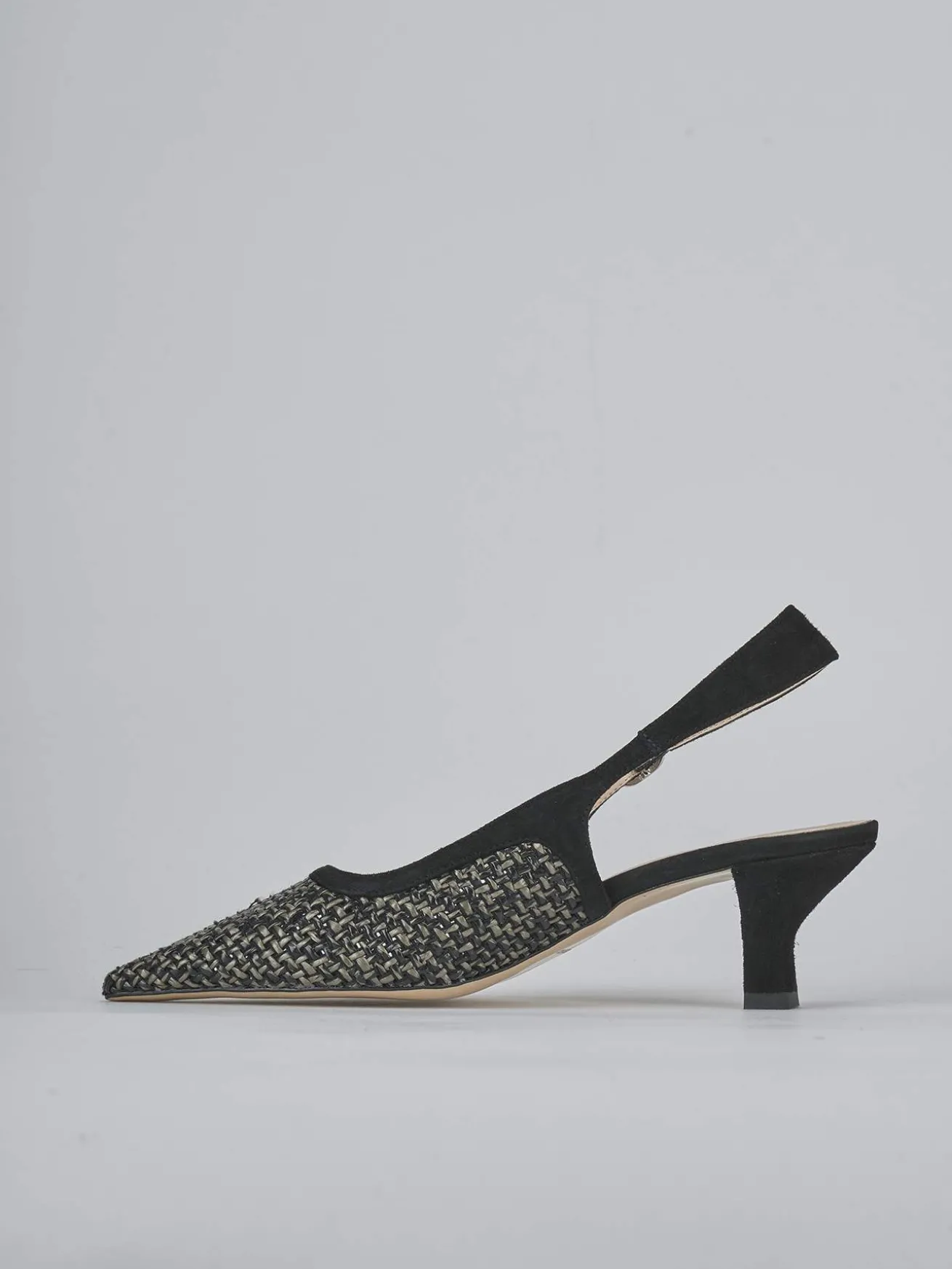 Slingback tacco 6cm camoscio nero