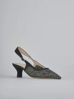 Slingback tacco 6cm camoscio nero