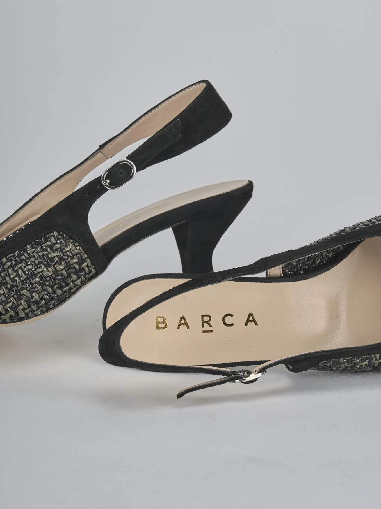 Slingback tacco 6cm camoscio nero