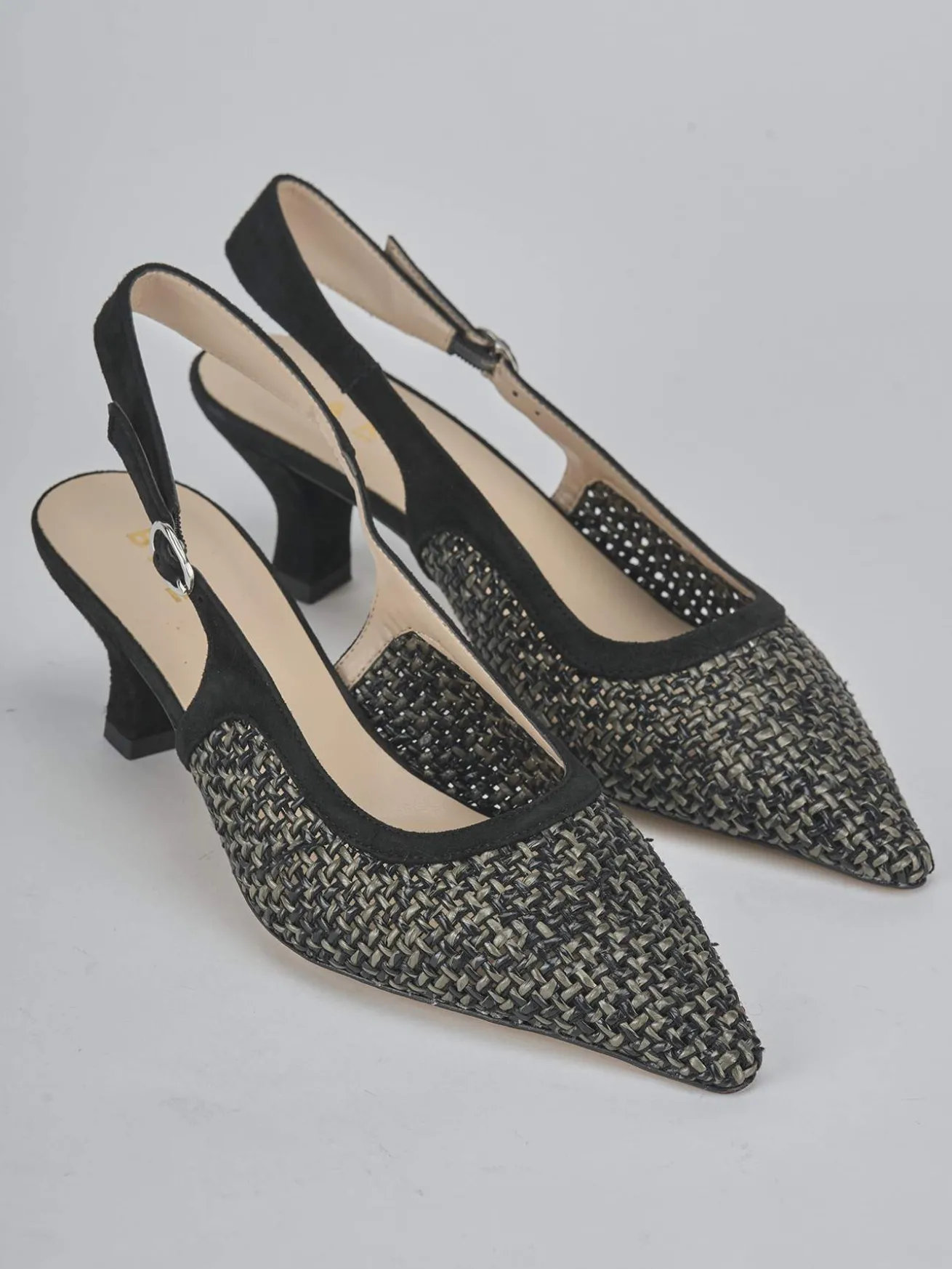 Slingback tacco 6cm camoscio nero