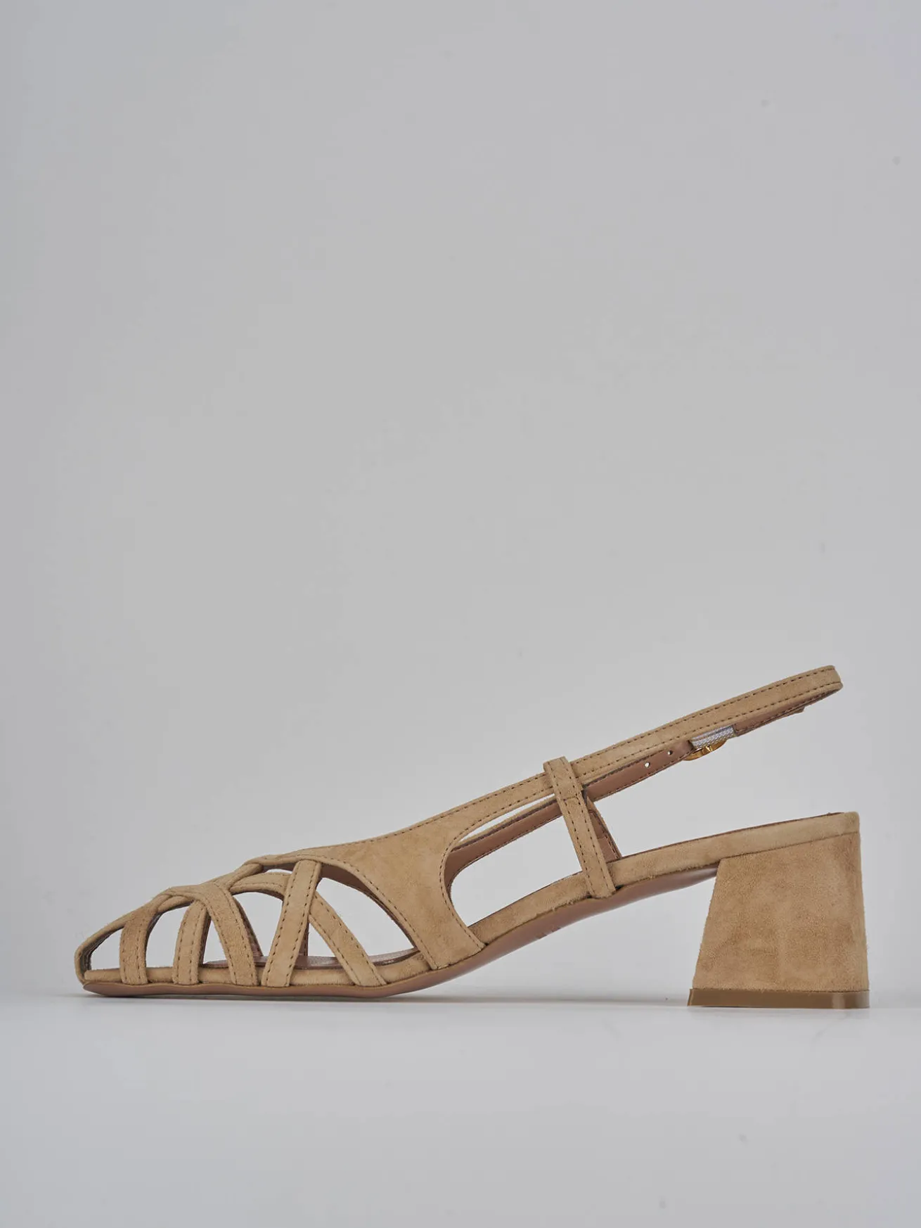 Slingback tacco 6cm camoscio beige