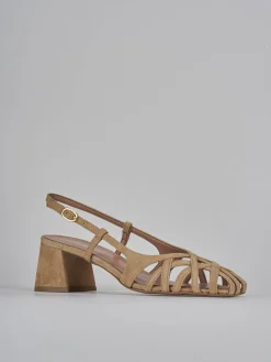 Slingback tacco 6cm camoscio beige