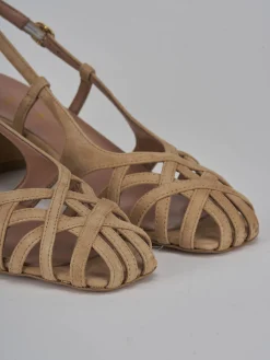 Slingback tacco 6cm camoscio beige