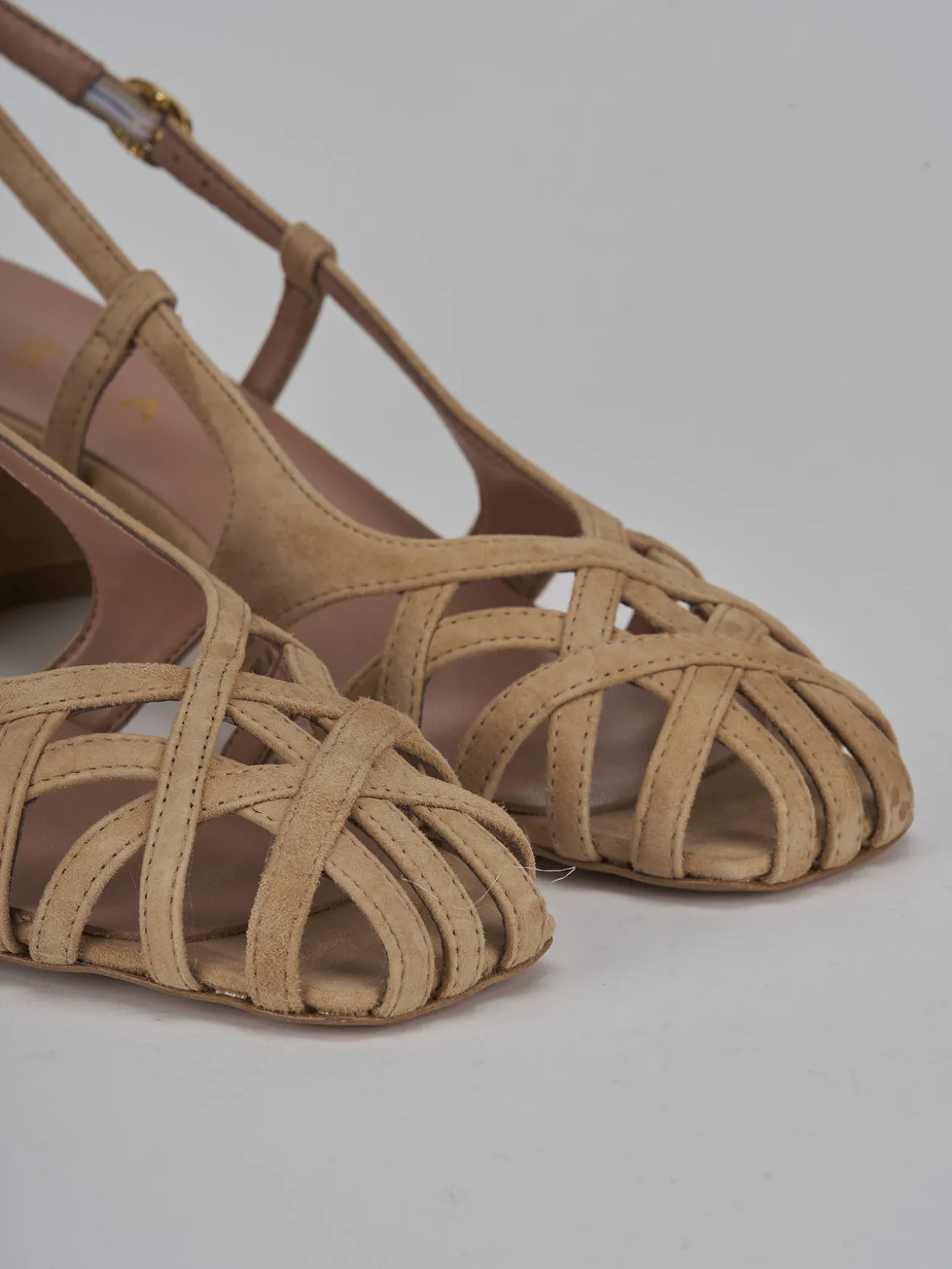 Slingback tacco 6cm camoscio beige