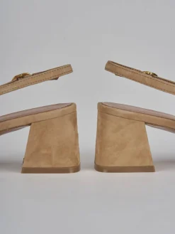Slingback tacco 6cm camoscio beige
