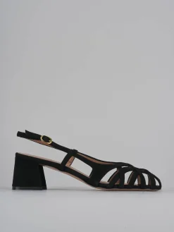 Slingback tacco 6cm camoscio nero