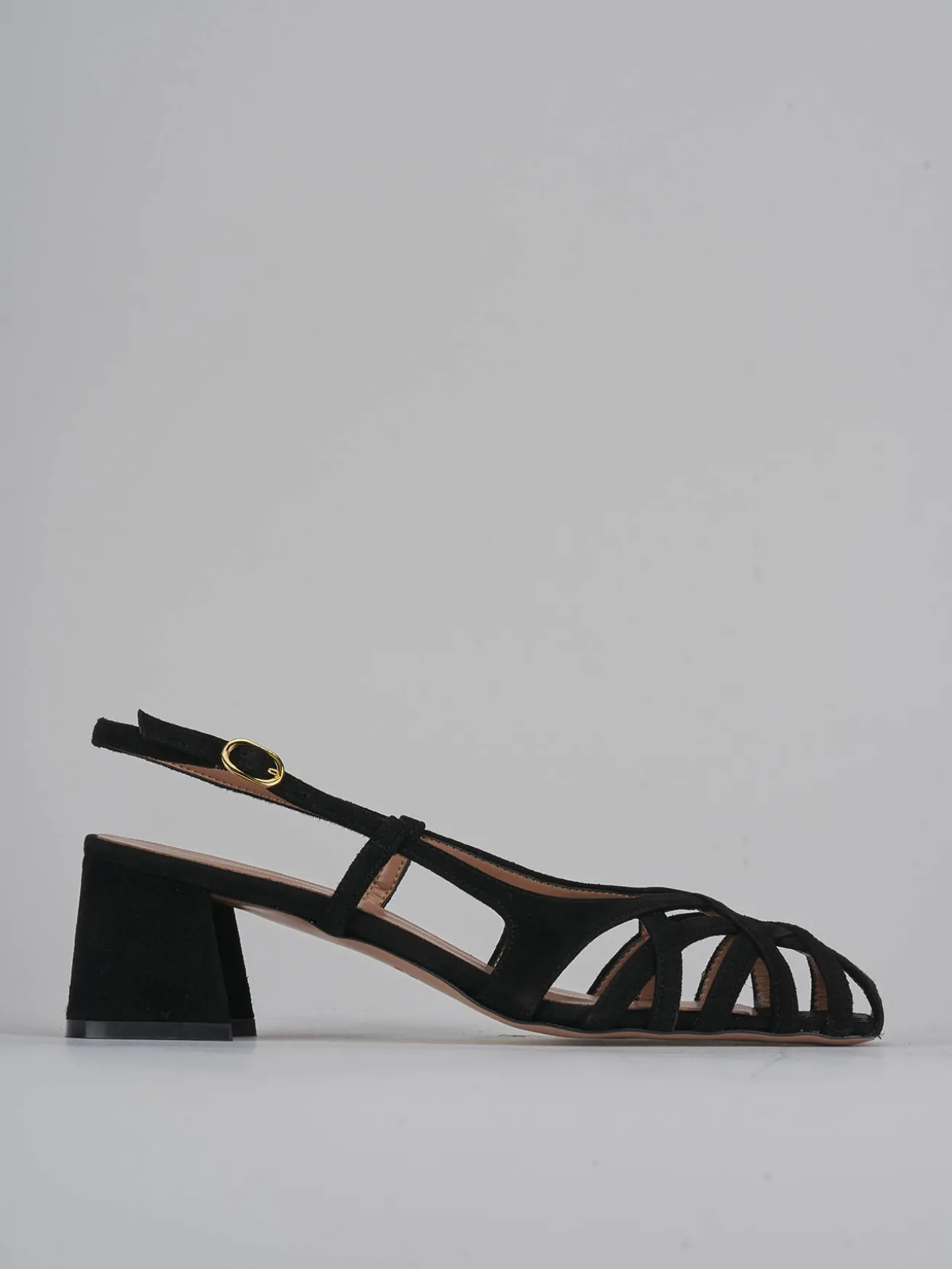 Slingback tacco 6cm camoscio nero