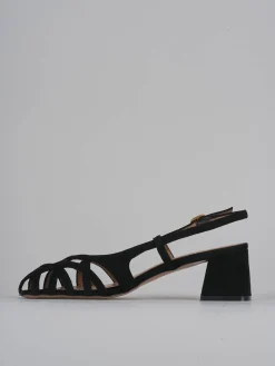 Slingback tacco 6cm camoscio nero