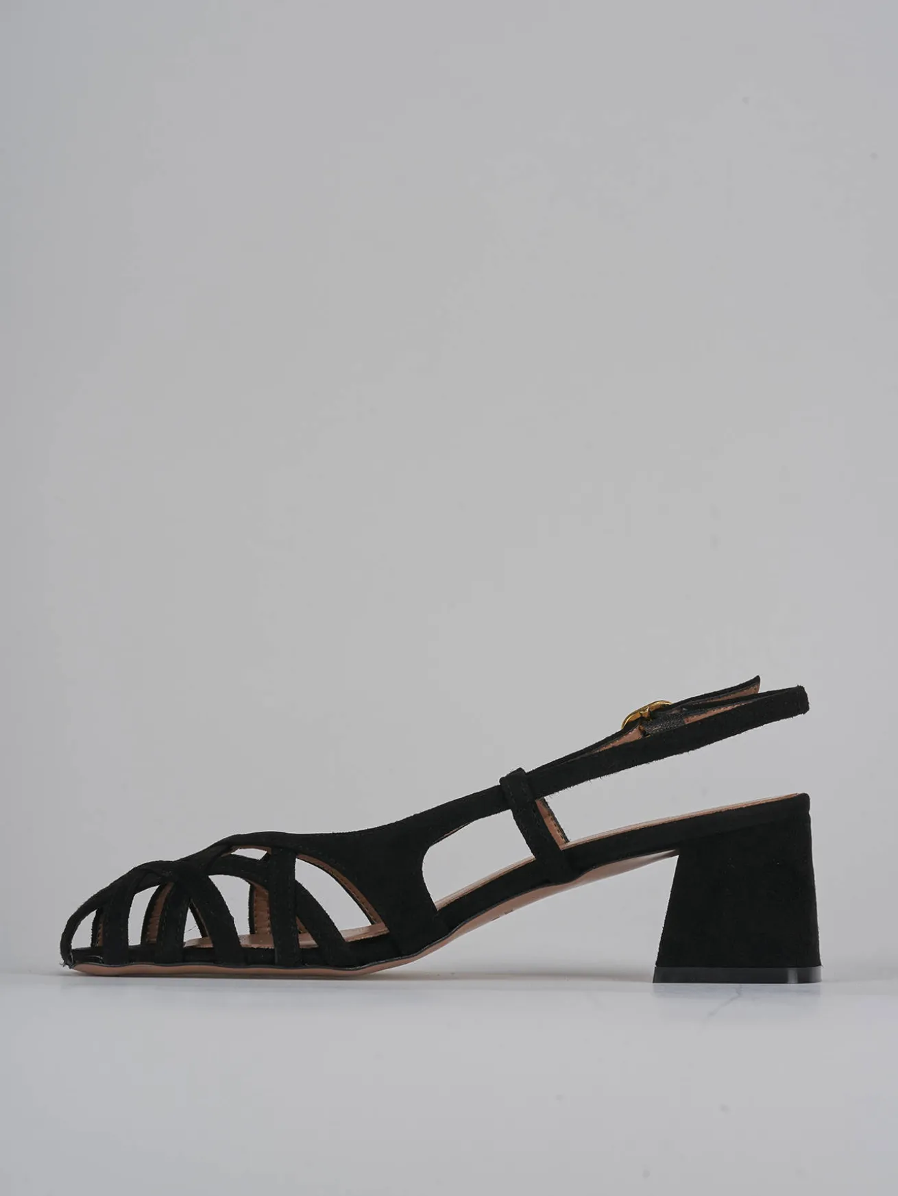Slingback tacco 6cm camoscio nero