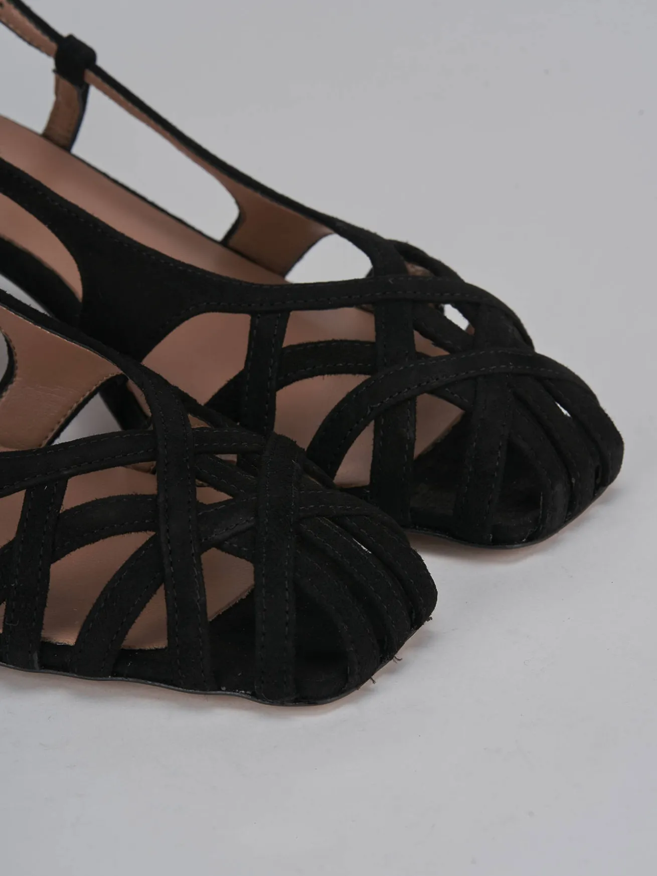 Slingback tacco 6cm camoscio nero