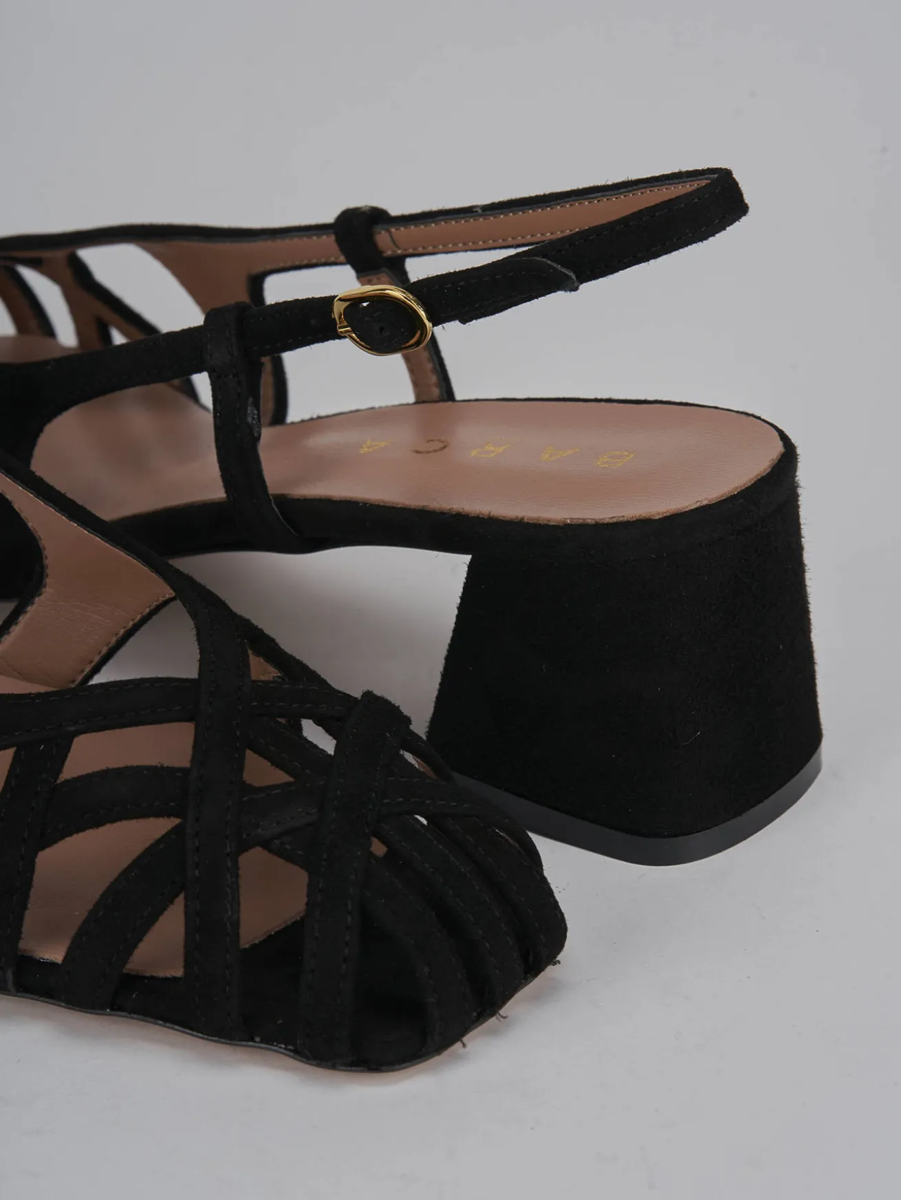 Slingback tacco 6cm camoscio nero