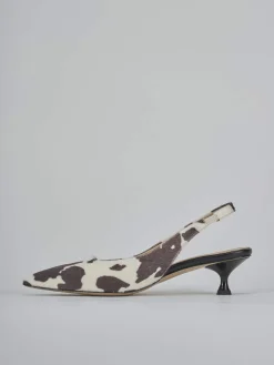 Slingback tacco 4cm cavallino bianco