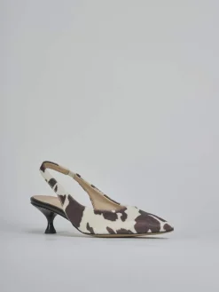 Slingback tacco 4cm cavallino bianco