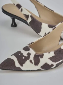 Slingback tacco 4cm cavallino bianco