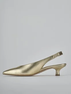Slingback tacco 4cm laminato oro