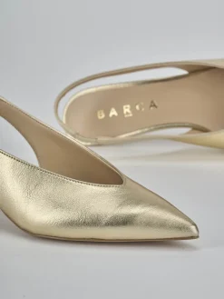 Slingback tacco 4cm laminato oro