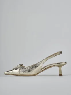 Slingback tacco 7cm laminato oro