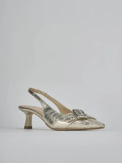 Slingback tacco 7cm laminato oro