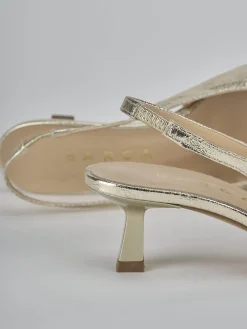Slingback tacco 7cm laminato oro