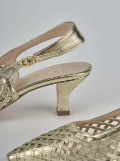 Slingback tacco 6cm laminato oro