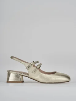Slingback tacco 4cm laminato oro