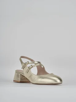 Slingback tacco 4cm laminato oro