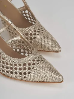 Slingback tacco 7cm laminato oro