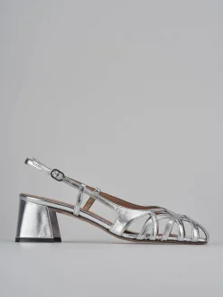 Slingback tacco 6cm laminato argento