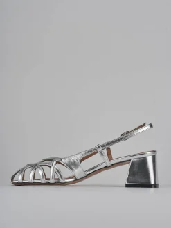 Slingback tacco 6cm laminato argento
