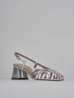 Slingback tacco 6cm laminato argento