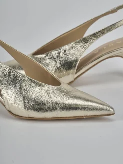 Slingback tacco 4cm laminato oro