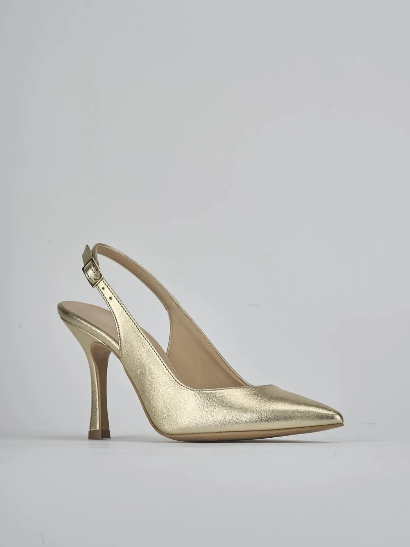 Slingback tacco 9cm laminato oro