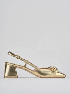 Slingback tacco 6cm laminato oro