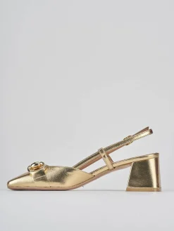 Slingback tacco 6cm laminato oro