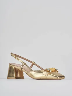 Slingback tacco 6cm laminato oro